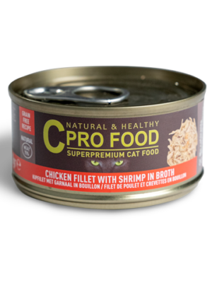 Filet de poulet avec crevette en bouillon pour chats